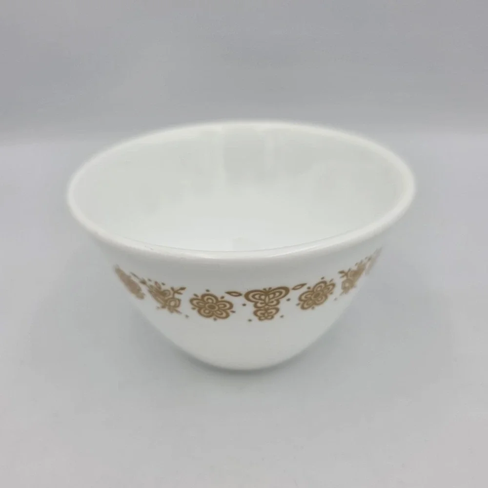 Corelle Livingware By Corning Butterfly Glass Dessert Bowl White Gold 8 oz.